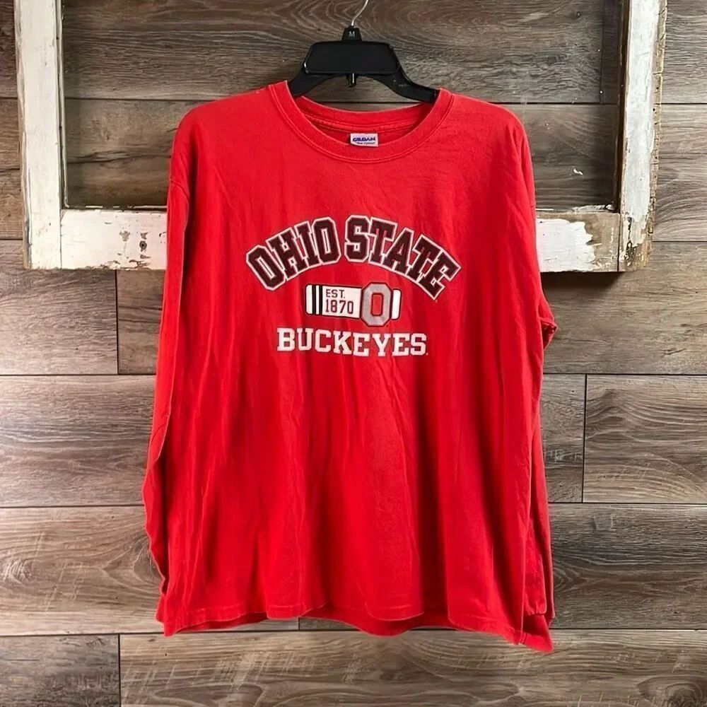 Ohio State Unisex Buckeyes Long Sleeve Pullover Tshirt Red Size Large